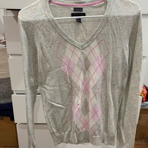 Tommy Hilfiger argyle sweater - pink and cream